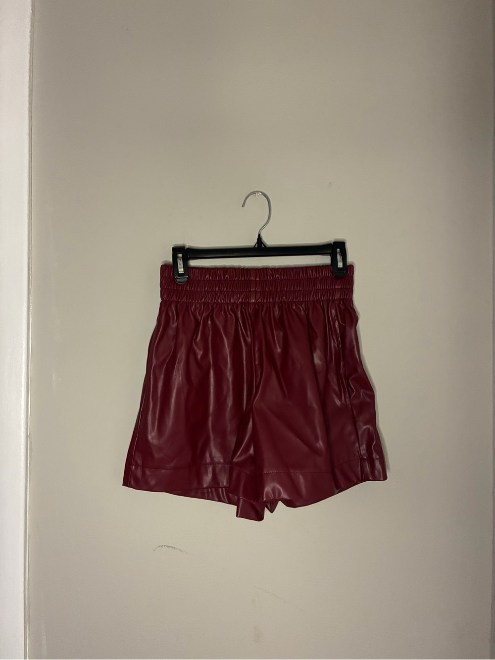 Entro Red Faux Leather Shorts